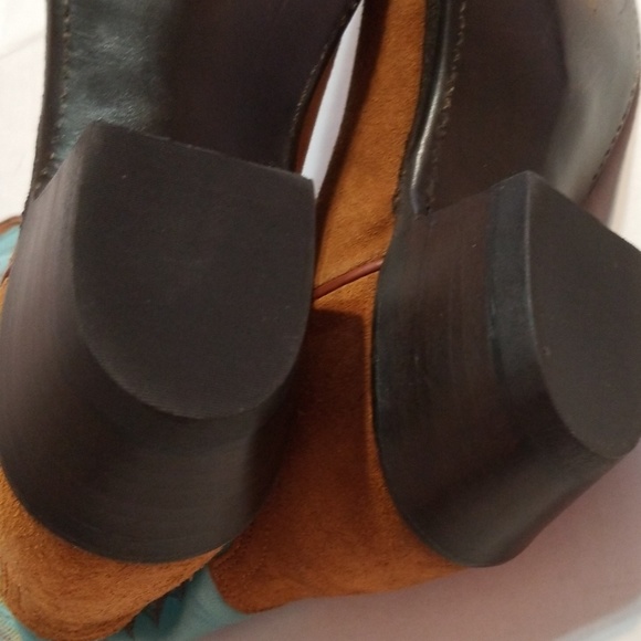 LUCCHESE 1883 Women Cowboy Boot Brown/Blue sz 7.5 - Picture 6 of 8